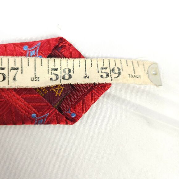 Villa Bolgheri Italia Red Geometric Shape Silk Tie 59" x 3.75" Made in Italy - Picture 8 of 8
